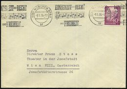 (13b) MÜNCHEN BPA 1/ Bf/ EINIGKEIT UND RECHT/ UND FREIHEIT.. 1955 (9.5.) Bd.MWSt = Notenzeile National-Hymne Auf EF 40 P - Música