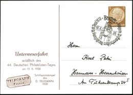 Bremen/ Allgem.Postwertzeichen-Ausstellung 1938 (10.6.) SSt = Bremer Roland , Passende PP 3 Pf. Hindenbg., Braun: Unterw - Musica