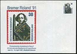 Bremen 1991 (April) PU 38 Pf. Roland: BREMER ROLAND (38 Pf.-Dauerserie) Ungebr. (Mi.PU 315/19) - Weltraum & Raumfahrt /  - Musica