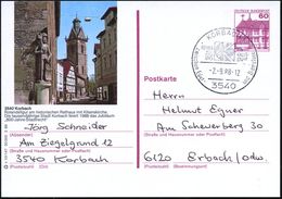 3540 KORBACH 1/ FERIEN-/ ZIEL.. 1988 (2.9.) HWSt (Kilianskirche) Orts- U. Motivgl. BiP 60 Pf. Burgen: 3540 Korbach/Rolan - Musica