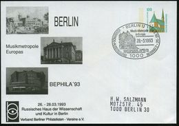 1000 BERLIN 12/ Musik-Metropole/ In Europa.. 1993 (28.3.) SSt = Oper Unter Den Linden (Ost-Berlin) Auf PU 100 Pf. Bauwer - Musique
