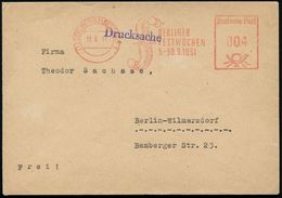 (1) BERLIN-WILMERSDORF 1/ BERLINER/ FESTWOCHEN/ 5.-30.9. 1951 (Sept.) Seltener AFS = Bass-Schlüssel (mit Flaggen) Kommun - Música