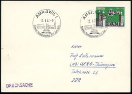 SCHWEIZ 1956 (2.6.) SSt.: AMRISWIL 1/Schweiz. Tonkünstlerfest (Ortsbild M.Brunnen) Klar Gest. Ausl.-Karte  (Pen.S 405) - - Musik