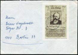 D.D.R. 1983 (11.1.) 1,15 Mk. Block "150. Geburtstag Joh. Brahms", EF , Sauber Gest. Bedarfs-FDC N. West-Berlin  (Mi.Bl.  - Musique