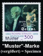 B.R.D. 1999 (Sept.) 300 Pf. "50. Todestag Richard Strauss" Mit Amtl. Handstempel  "M U S T E R" (Brustbild U. Szene Aus  - Muziek