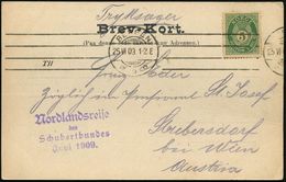 NORWEGEN 1909 (Juni) Viol. 4L: Nordlandreise/des/Schubertbundes/Juni 1909 Auf Norweg. Color-Ak.: Fantoft Skavekirke, Kla - Musica