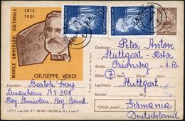 RUMÄNIEN 1964 (19.3.) 30 B. BiP Staatswappen, Braun: GIUSEPPE VERDI (Kopfbild M. Notenblatt) + Zusatzfrankat., Bedarfs-A - Musica