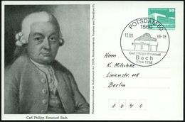 1560 POTSDAM 60/ Carl Ph.Emanual/ Bach/ 1714-1788 1988 (12.9.) SSt = Cembalo Auf PP 10 Pf. PdR, Grün: Carl Philipp Emanu - Music