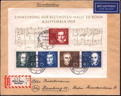 B.R.D. 1959 (8.9.) Beethoven-Block, EF = Beethoven, Händel, Spohr, Haydn U. Mendelssohn-Bartholdy Sauber Gest. Vom Erstt - Musique