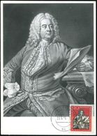 D.D.R. 1959 (Sept.) 20 Pf. "200. Todestag G. F. Händel" + 2K: HALLE (SAALE/bc, Dekorat. Maximumkt.  (Mi.683) - - Musik