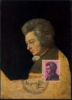 1085 BERLIN/ W.A.MOZART 225.GEBURTSTAG 1981 (13.1.) SSt Auf EF 1 Mk. Mozart , Ersttags-Maximum-Kt.  (Mi.2572) - - Musique