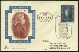 ÖSTERREICH 1956 (21.1.) SSt.: SALZBURG 1/3/MOZART-FESTWOCHE/MOZARTS/GEBURTSHAUS (UZ 3) EF 2,40 S. Mozart, Klar Gest. Aus - Music