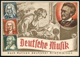 DEUTSCHES REICH 1936 (8.8.) PP 4 Pf. Hindenbg.: Olympia-Postwertzeichen-Ausstellung = R.Wagner, Meistersinger, Bach, Hän - Muziek