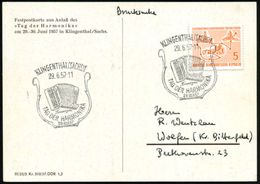 KLINGENTHAL (SACHS)1/ TAG DER HARMONIKA 1957 (29.6.) SSt = Mund- U. Ziehharmonika , Klar Gest. Sonder-Kt: Tag Der Harmon - Musica