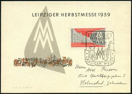 LEIPZIG C 1/ PETERSHOF/ LEIPZ.MESSE 1959 (29.8.) SSt =Saxophon (u. Teddybär) Auf 20 Pf. Herbstmesse (Mi.712) Color-Sonde - Musica