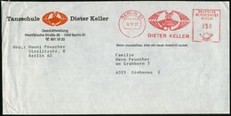 1 BERLIN 31/ TANZ/ SCHULE/ DIETER KELLER 1977 (24.10.) AFS = Logo Mit Tanzpaar , Motivgl., Dekorat. Firmen-Reklame-Bf. ( - Danse