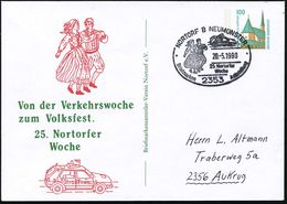 2353 NORTORF B NEUMÜNSTER/ 25.Nortorfer7Woche.. 1990 (20.5.) SSt = VW "Golf" Straßenwacht (+ Trachten-Tanzpaar) Motivgl. - Dance