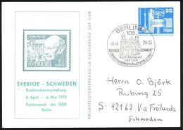 108 BERLIN 66/ SVERIGE SCHWEDEN/ POSTMUSEUM/ DER DDR/ BRIEFMARKENAUSSTELLUNG ^ (6.4.) SSt = Post-Museum Ost-Berlin Auf A - Prix Nobel