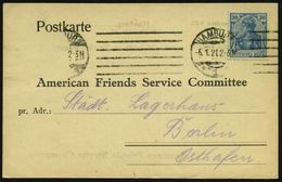 HAMBURG 1 1920 (5.1.) BdMaSt. Auf EF 30 Pf. Germania Auf Seltener Vordruck-Kt.: "American Friends Service Committee" = U - Nobelprijs