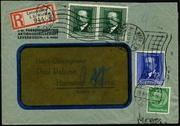 LEVERKUSEN/ D/ J.G. WERK 1941 (26.6.) Seltener RoWellenSt = Hauspostamt 2x Auf 2x 6 + 4 Pf. Und 25 + 10 Pf. Emil V. Behr - Premio Nobel