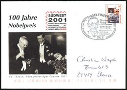 71063 SINDELFINGEN 1/ Herm./ Hesse/ Nobelpreis/ Für Literatur.. 2001 (28.10.) SSt = Kopfbild H. Hesse, Literatur-Nobelpr - Nobelpreisträger