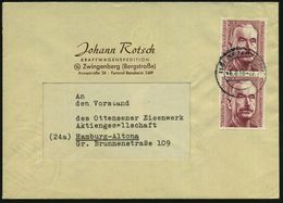B.R.D. 1956 (6.9.) 20 Pf. Thomas Mann, Reine MeF: Senkr. Paar = Literatur-Nobelpreis 1929 , Sauber Gest., Portorichtiger - Premio Nobel