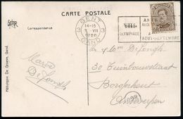 BELGIEN 1920 (16.7.) MWSt: GENT/3/GAND/VIIe/OLYMPIADE.. , S/w.-Foto-Ak.: Mont St.-Amand Gent, Bedarf, Selten!  - - Zomer 1920: Antwerpen