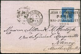 FRANKREICH 1924 (17.3.) MWSt: PARIS/GARE SAINT LAZARE/JEUX OLYMPIQUES/PARIS.. Klar Auf Kleinem Inl.-Kartenbf. - - Zomer 1924: Parijs