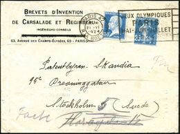 FRANKREICH 1924 (21.6.) Seltener MWSt: PARIS 47/R. LA BOETIE/JEUX OLYMPIQUES/PARIS.. , Klar Gest., Nachgesandter Firmen- - Ete 1924: Paris