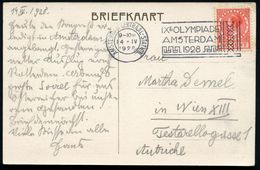 NIEDERLANDE 1928 (Apr.) MWSt: AMSTERDAM CENTRAAL-STATION/IXe OLYMPIADE.., Rahmen Ungebrochen, , Glasklar Gest. Bedarfs-I - Ete 1928: Amsterdam