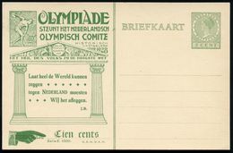 NIEDERLANDE 1928 PP 5 Pf. Grün: IX. OLYMPIADE/..NEDERLANDS/OLYMPISCH COMITE.. (antiker Tempel Mit  Fries, Antiker Diskus - Verano 1928: Amsterdam