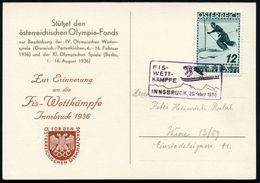 ÖSTERREICH 1936 (22.2.) Viol. SSt: INNSBRUCK/FIS-/WETT-/KÄMPFE (Skispringer) Auf Passender EF 12 Gr. FIS-Wettkämpfe Auf  - Ete 1936: Berlin