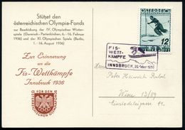 ÖSTERREICH 1936 (22.2.) Viol. SSt: INNSBRUCK/FIS-/WETT-/KÄMPFE (Skispringer) Auf Passender EF 12 Gr. FIS-Wettkämpfe Auf  - Estate 1936: Berlino