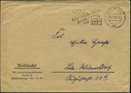 BERLIN NW 7/ Mn/ Olymp.Spiele/ Berlin 1.-16.Aug. 1936 (29.5.) MWSt (Olymp. Ringe, Brandenbg.Tor) Auf Postdienst-Bf.: Hau - Ete 1936: Berlin