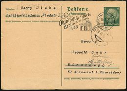 BERLIN-FRIEDENAU/ Az/ Olymp.Spiele/ ..1.-16.Aug. 1936 (16.6.) MWSt Auf  Antwort-P 6 Pf. Hindenbg. , Grün (kl. Randd-Kerb - Zomer 1936: Berlijn
