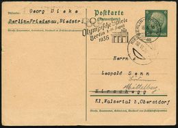 BERLIN-FRIEDENAU/ Az/ Olymp.Spiele/ ..1.-16.Aug. 1936 (16.6.) MWSt Auf  Antwort-P 6 Pf. Hindenbg. , Grün (kl. Randd-Kerb - Verano 1936: Berlin