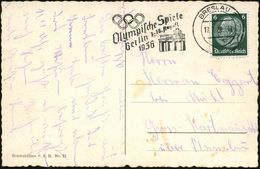BRESLAU 2/ A/ Olymp.Spiele/ Berlin 1.-16.Aug. 1936 (17.7.) Seltener MWSt (Brandenbg.Tor Etc.) Klar Auf S/w.-Foto-Ak. (Ja - Zomer 1936: Berlijn