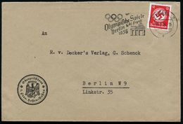 KASSEL 7/ F/ Olymp.Spiele/ Berlin 1.-16.Aug. 1936 (19.5.) MWSt (Brandenbg.Tor) Klar Auf EF 12 Pf. Behördendienst (Mi.D 1 - Zomer 1936: Berlijn