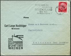 BREMEN 5/ Z/ BERLIN 1936/ Ausstellung/ DEUTSCHLAND/ 18.7.-16.8. 1936 (2.7.) Seltener MWSt Auf Reklame-Bf.: DER WEG NACH  - Zomer 1936: Berlijn