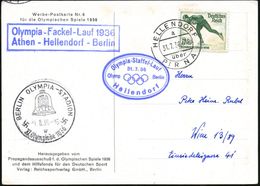 HELLENDORF/ A/ über/ PIRNA 1936 (31.7.) 2K-Steg Auf Oly. 12+6 Pf. + Ank.-SSt: BERLIN OLYMPIA-STADION/w/XI.Olympiade Auf  - Estate 1936: Berlino