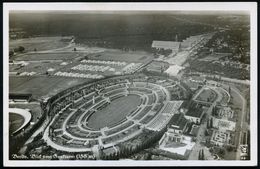 BERLIN K.d.F.-STADT/ H/ XI.Olympiade 1936 (10.8.) SSt (Olympia-Glocke) Auf S/w.-Foto-Ak.: Blick Vom Funkturm Auf Die Oly - Zomer 1936: Berlijn
