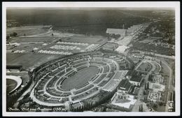 BERLIN K.d.F.-STADT/ H/ XI.Olympiade 1936 (10.8.) SSt (Olympia-Glocke) Auf S/w.-Foto-Ak.: Blick Vom Funkturm Auf Die Oly - Summer 1936: Berlin