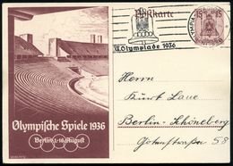 BERLIN OLYMPIA-STADION/ Y/ XI.Olympiade 1936 1936 (1.8.) Seltener Roll-WSt Vom Eröffnungstag Auf Sonder-P. 15 + 10 Pf. O - Estate 1936: Berlino