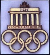 DEUTSCHES REICH 1936 Emaillierte, Farbige Anstecknadel: 1936/XI. OLYMPIADE BERLIN (Brandenbg.Tor, Oly.Ringe) Erstklassig - Ete 1936: Berlin