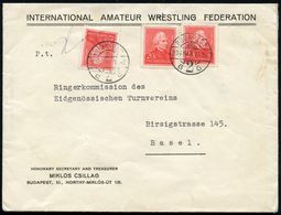 UNGARN 1936 (14.3.) Vordruck-Bf.: INTERNATIONAL AMATEUR WRESTLING FEDERATION Mit Abs. MIKLÓS CSILLAG (Sekretär U. - Estate 1936: Berlino