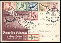 BERLIN OLYMPIA-STADION/ A/ XI.Olympiade 1936 (7.8.) SSt (Olympia-Glocke) 3x Auf Sonder-P 15 + 10 Pf. Olymp. Spiele Stadi - Zomer 1936: Berlijn