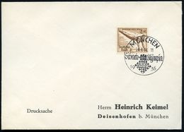 MÜNCHEN/ Schach=Olympia/ GBB 1936 (26.8.) SSt = Schachbrett (,it Monogramm-Logo) Glasklar Auf EF 3 + 2 Pf. Olympia (Mi.6 - Estate 1936: Berlino