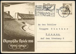 BREMEN 5/ S/ XI.Olympiade-Segeln/ Kiel 4.-14.August 1936 (16.6.) Seltener MWSt (Olympia-Flagge, Segelboot) Auf Passender - Estate 1936: Berlino