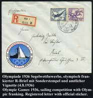 KIEL/ A/ XI.Olympiade Segeln 1936 (4.8.) SSt Vom Eröffnungstag Segelwettkämpfe Auf Olympia 4 + 3 Pf. U. 40 + 35 Pf. (Mi. - Zomer 1936: Berlijn