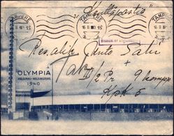 FINNLAND 1940 (16.2.) Olympia-Werbeumschlag: OLYMPIA 1940 (= Olympia-Stadion Helsinki Etc.) + Finn. Zensur-Ra.3 + Inhalt - Estate 1936: Berlino